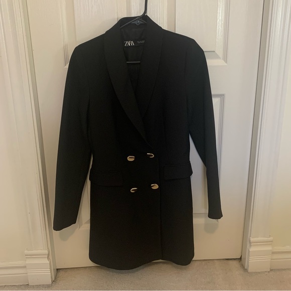 ZARA BLACK FROCK COAT SIZE SMALL - Picture 5 of 9